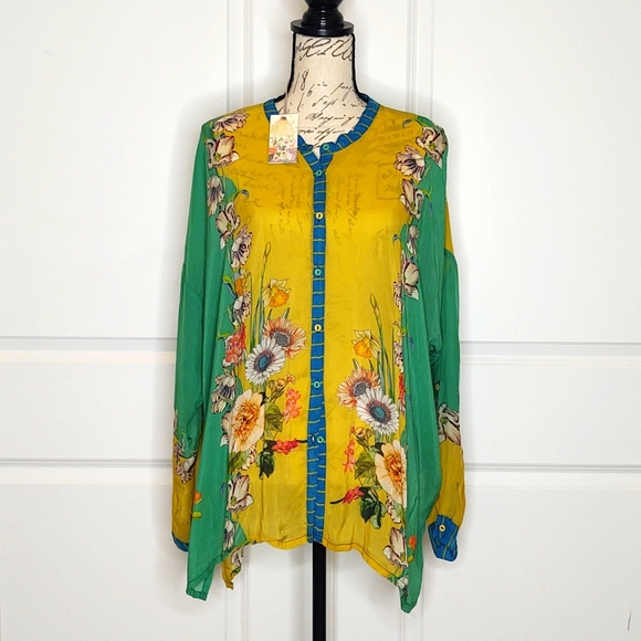Johnny Was 💛 💚 Fleur Blouse, Large 🆕 - Picture 8 of 15